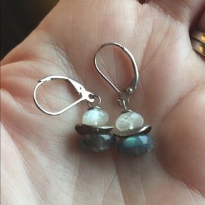 Handmade in Vermont silver and gray earrings